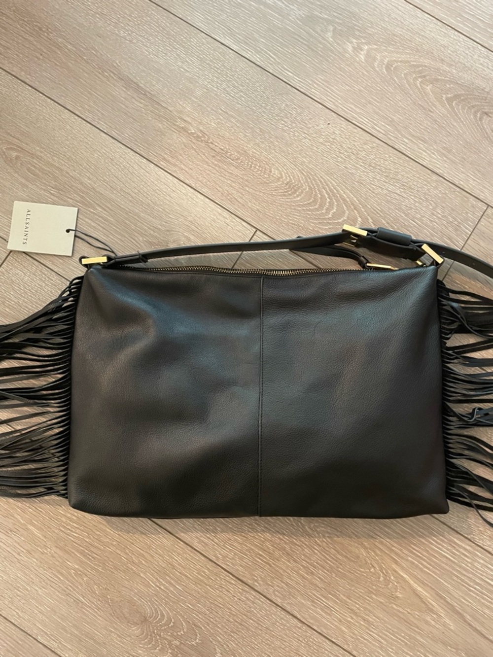 All Saints Edbury Leather Fringed Shoulder Bag - Picture 8 of 13